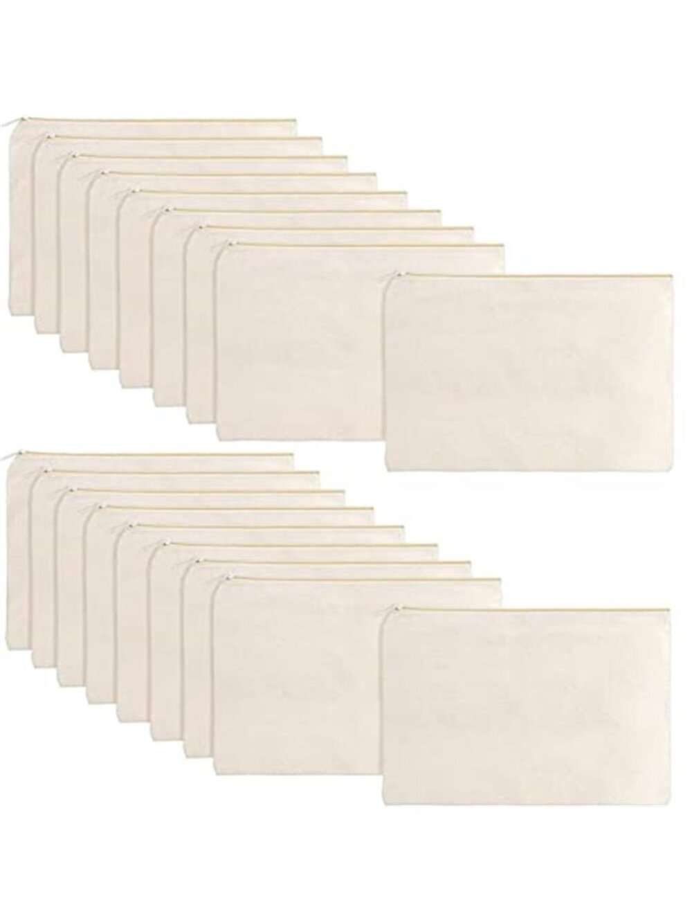 16 Pack Blank Canvas Zipper Pouch Bulk Makeup Cosmetic Bag DIY Travel Toiletry